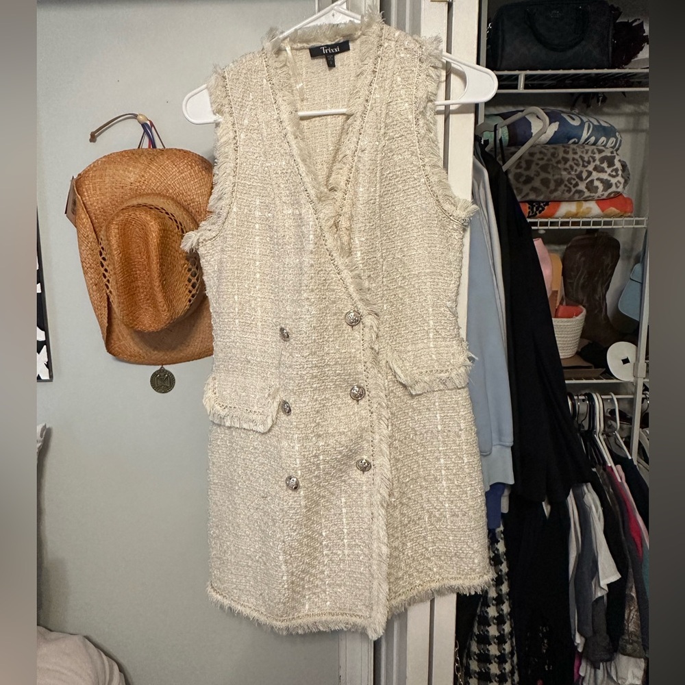Trixxi Cream Gold Sheath Mini Dress